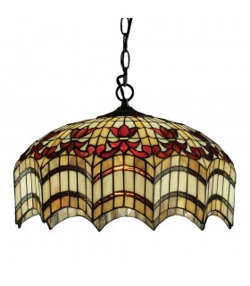 3 Light Medium Ceiling Pendant Dark Bronze, Tiffany glass, E27 - 1