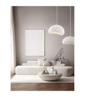 Aere 40cm Dome Pendant Ceiling Light Stone White E27 1x12W-2