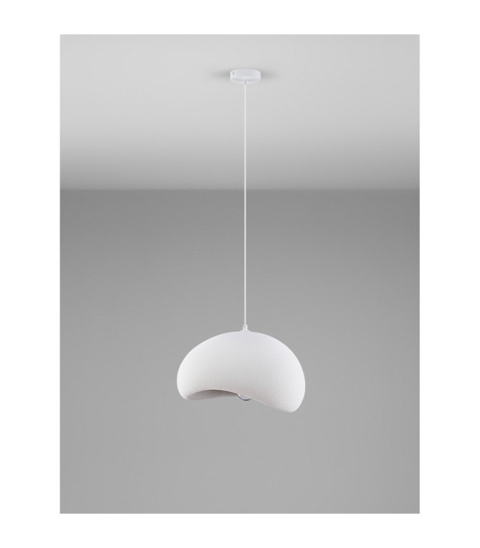 Aere 40cm Dome Pendant Ceiling Light Stone White E27 1x12W-3