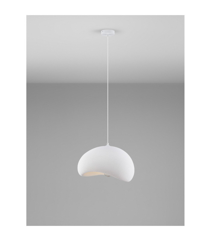 Aere 40cm Dome Pendant Ceiling Light Stone White E27 1x12W-4