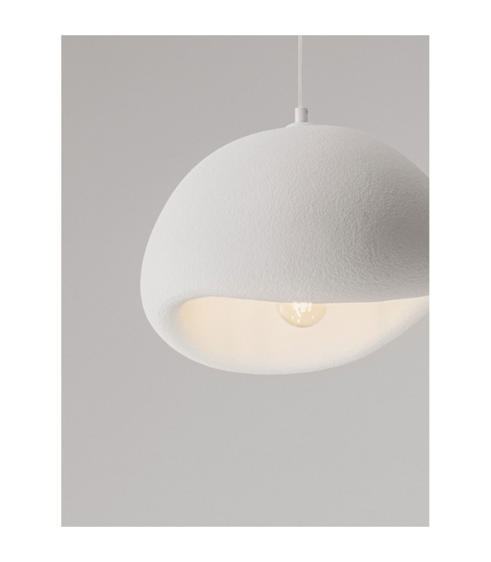 Aere 40cm Dome Pendant Ceiling Light Stone White E27 1x12W-5