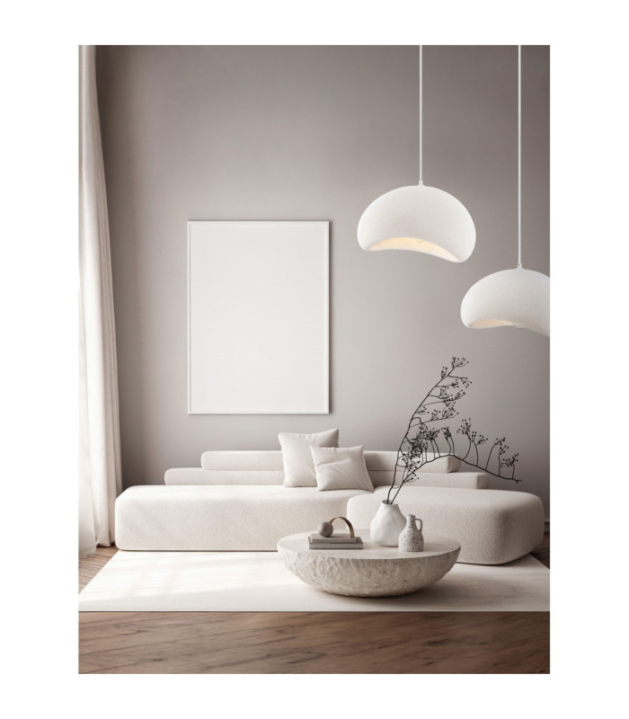 Aere 50cm Dome Pendant Ceiling Light Stone White E27 1x12W-5