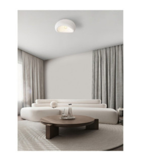 Aere 32cm Semi Flush Ceiling Light Stone White E27 1x12W-2
