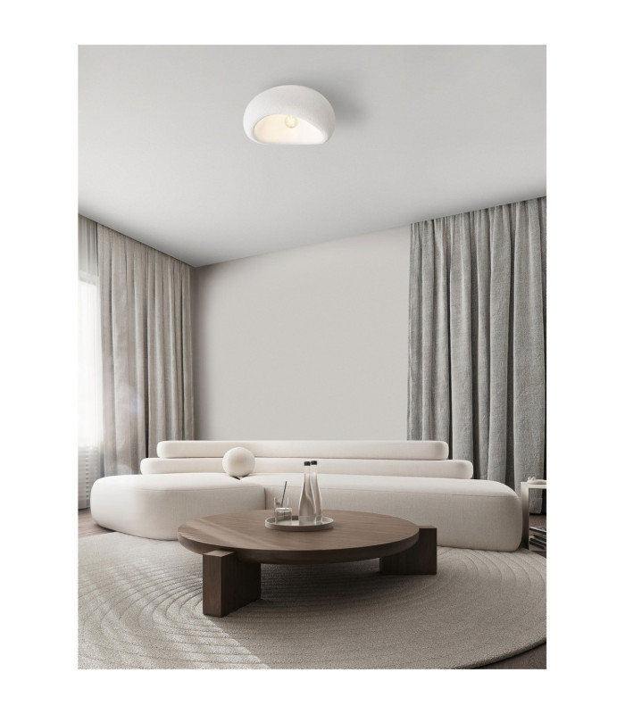 Aere 32cm Semi Flush Ceiling Light Stone White E27 1x12W-2