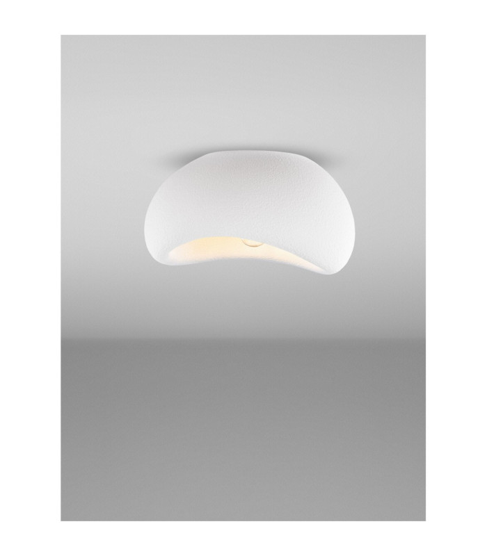 Aere 32cm Semi Flush Ceiling Light Stone White E27 1x12W-4