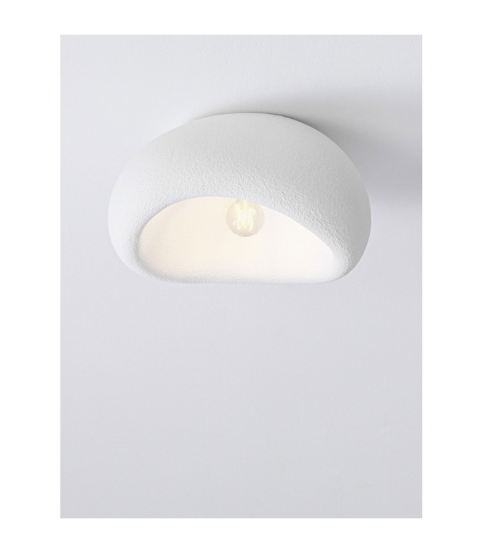Aere 32cm Semi Flush Ceiling Light Stone White E27 1x12W-5