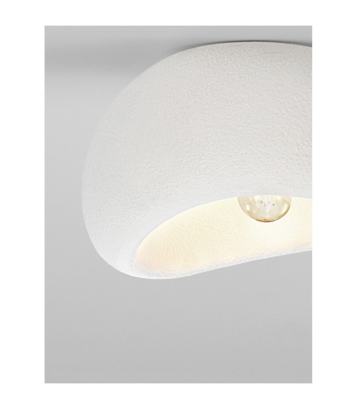 Aere 32cm Semi Flush Ceiling Light Stone White E27 1x12W-6