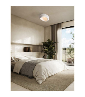Aere 40cm Semi Flush Ceiling Light Stone White E27 1x12W-2