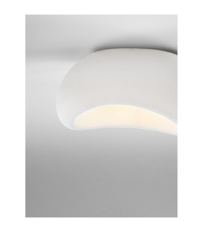 Aere 40cm Semi Flush Ceiling Light Stone White E27 1x12W-5