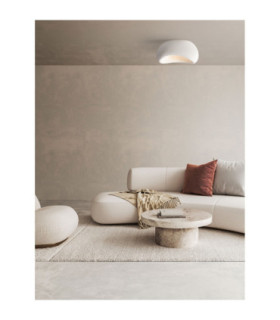 Aere 48cm Semi Flush Ceiling Light Stone White E27 1x12W-2