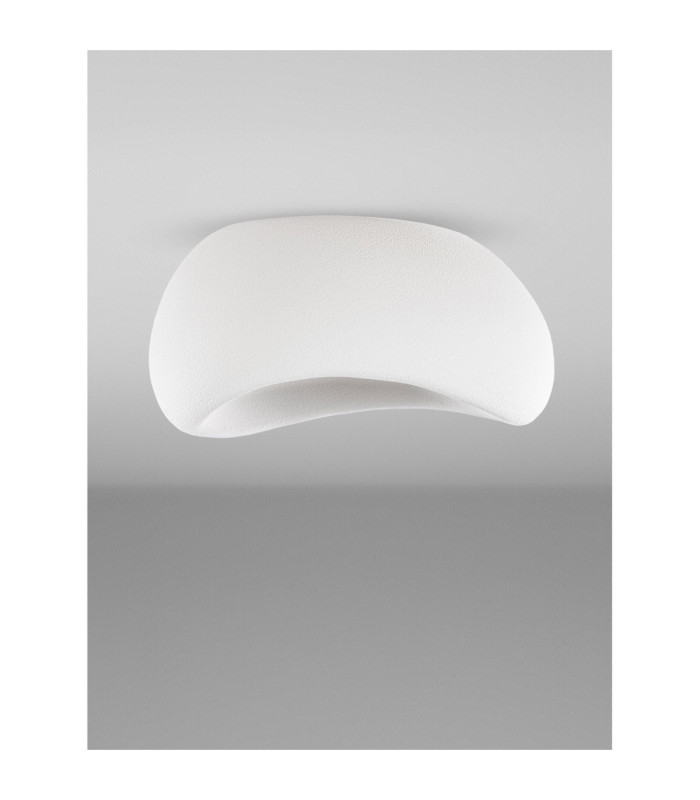 Aere 48cm Semi Flush Ceiling Light Stone White E27 1x12W-3