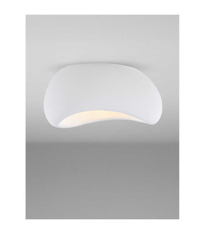 Aere 48cm Semi Flush Ceiling Light Stone White E27 1x12W-4