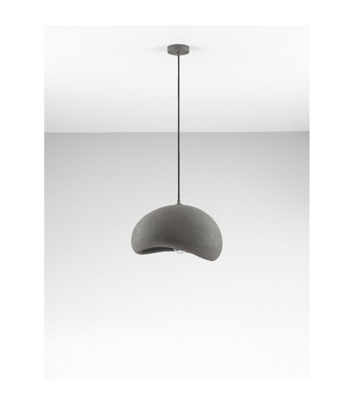 Aere 40cm Dome Pendant Ceiling Light Stone Grey E27 1x12W-3