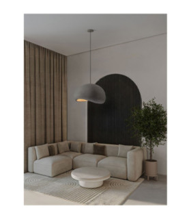 Aere 60cm Dome Pendant Ceiling Light Stone Grey E27 1x12W-2