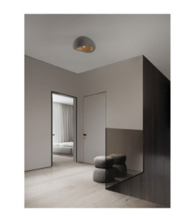 Aere 32cm Semi Flush Ceiling Light Stone Grey E27 1x12W-2