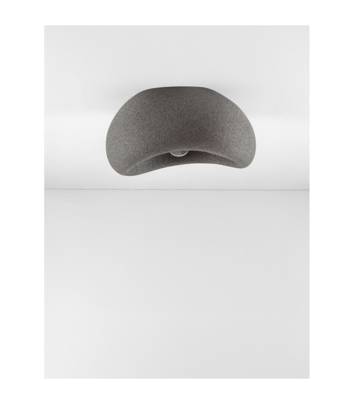 Aere 32cm Semi Flush Ceiling Light Stone Grey E27 1x12W-3