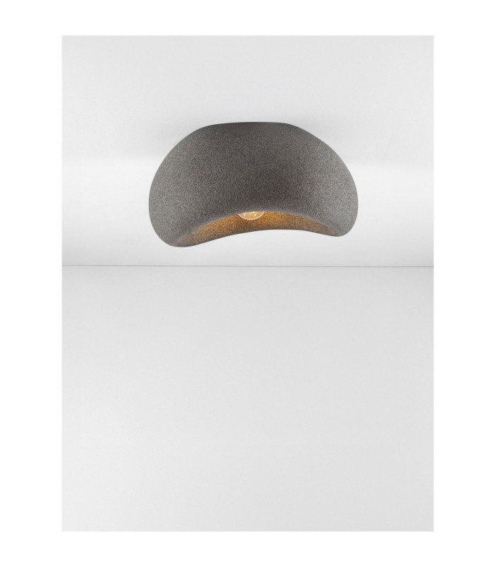 Aere 32cm Semi Flush Ceiling Light Stone Grey E27 1x12W-4