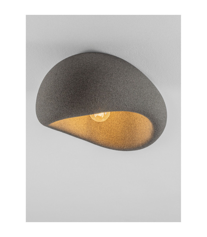 Aere 32cm Semi Flush Ceiling Light Stone Grey E27 1x12W-5