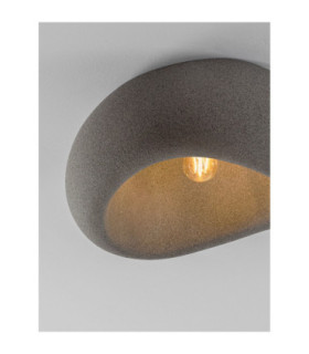Aere 40cm Semi Flush Ceiling Light Stone Grey E27 1x12W-2