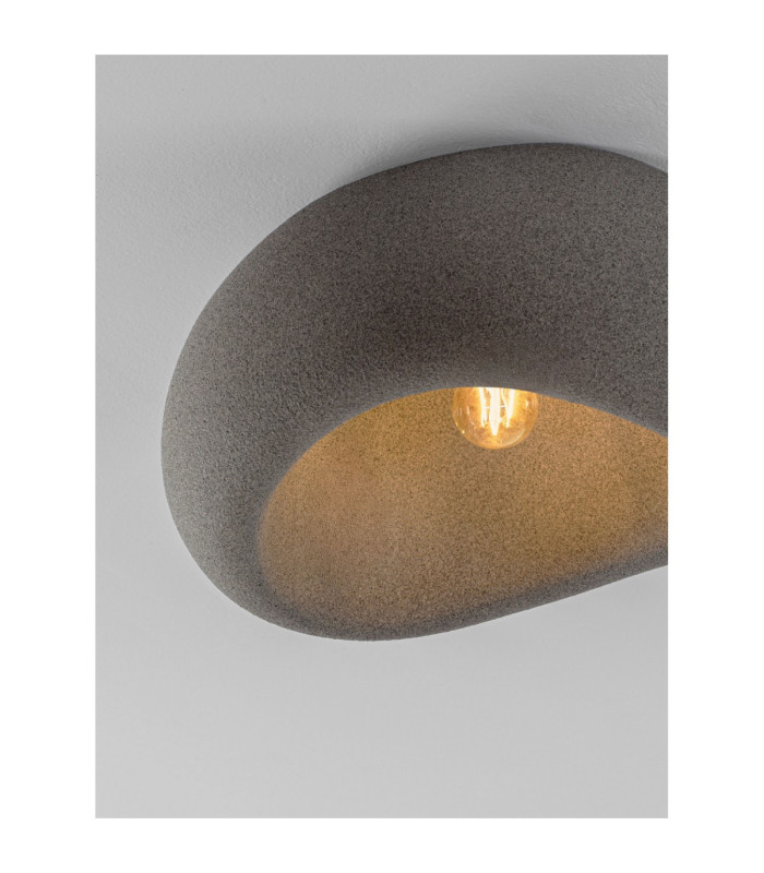 Aere 40cm Semi Flush Ceiling Light Stone Grey E27 1x12W-2
