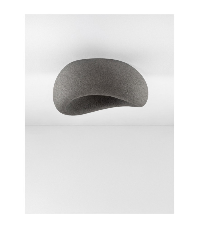 Aere 40cm Semi Flush Ceiling Light Stone Grey E27 1x12W-3