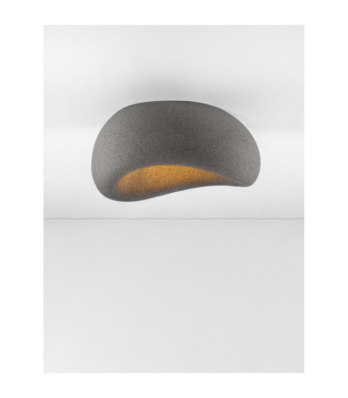 Aere 40cm Semi Flush Ceiling Light Stone Grey E27 1x12W-4