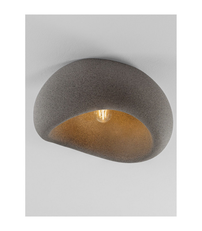 Aere 40cm Semi Flush Ceiling Light Stone Grey E27 1x12W-5