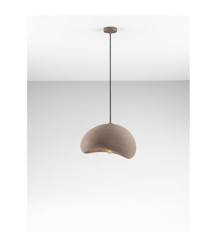 Aere 40cm Dome Pendant Ceiling Light Stone Brown E27 1x12W-4