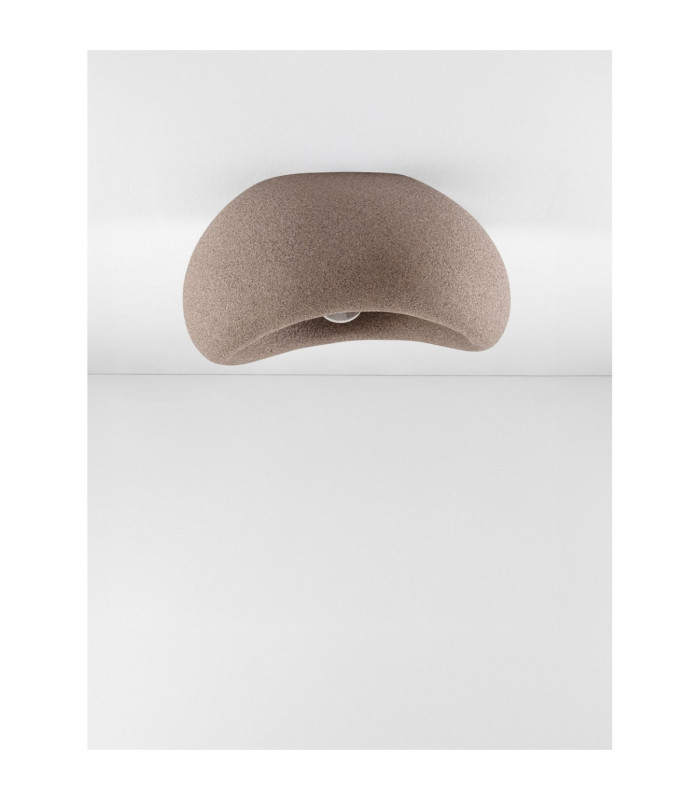 Aere 32cm Semi Flush Ceiling Light Stone Brown E27 1x12W-3