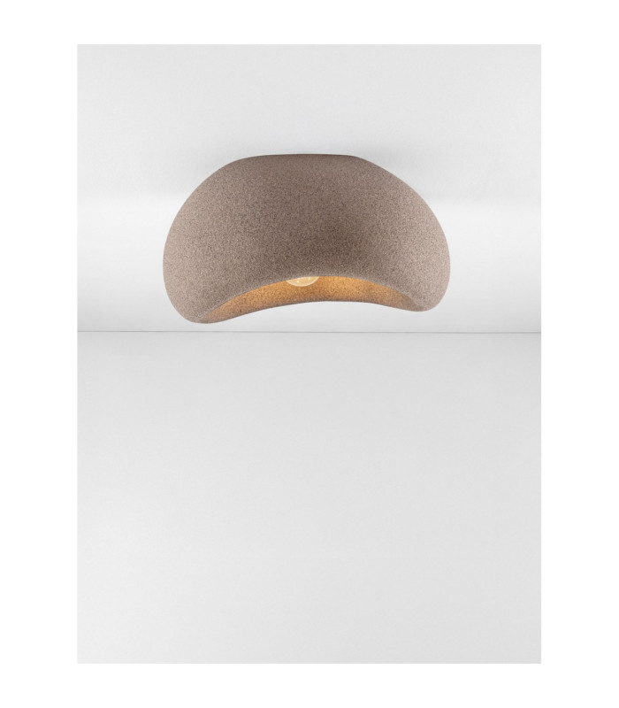 Aere 32cm Semi Flush Ceiling Light Stone Brown E27 1x12W-4