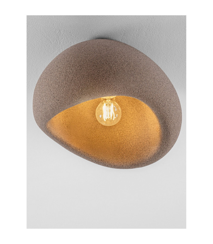Aere 32cm Semi Flush Ceiling Light Stone Brown E27 1x12W-5