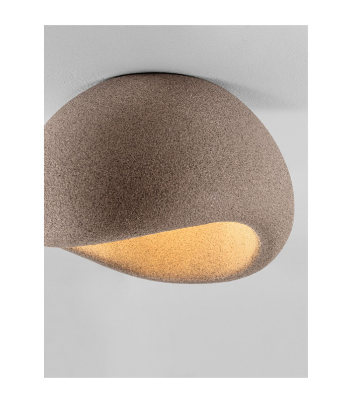 Aere 32cm Semi Flush Ceiling Light Stone Brown E27 1x12W-6