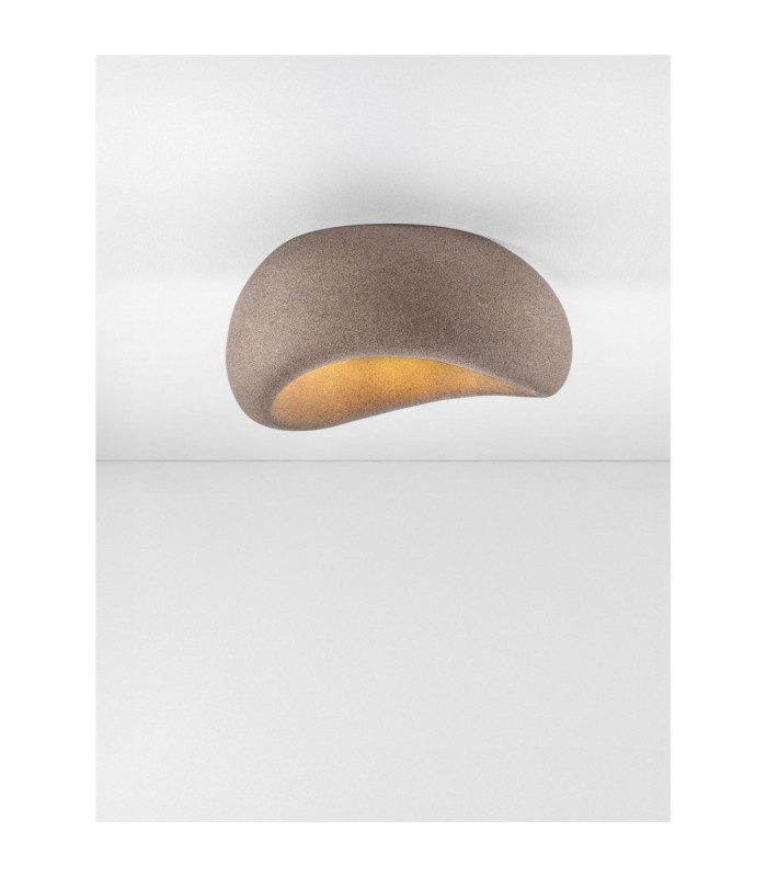 Aere 40cm Semi Flush Ceiling Light Stone Brown E27 1x12W-4