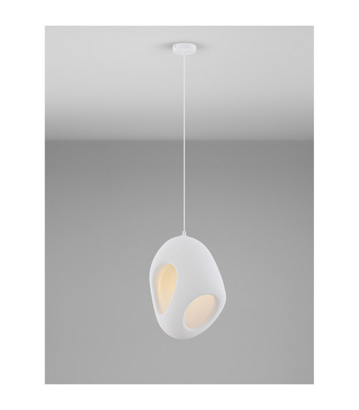 Tempus Pendant Ceiling Light Stone White E27 1x12W-4