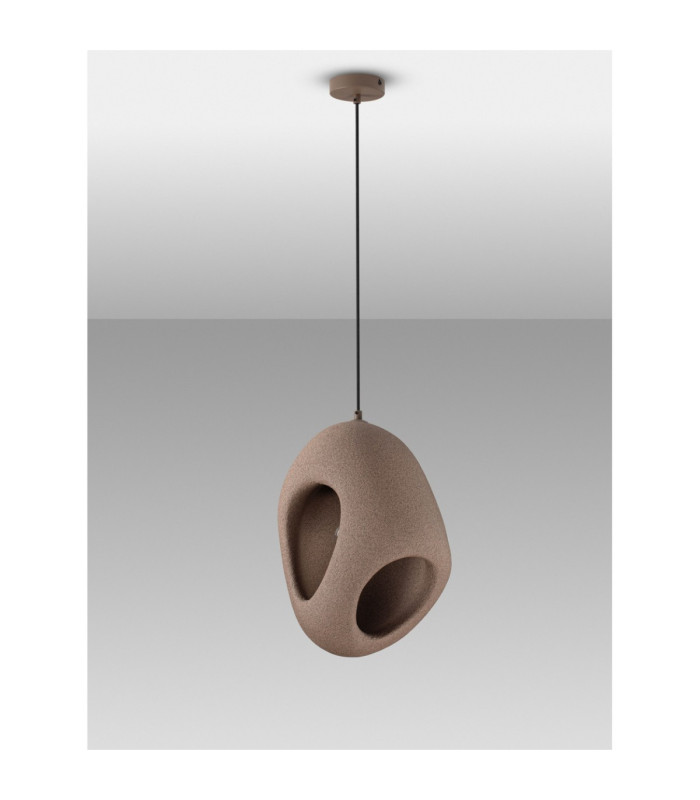 Tempus Pendant Ceiling Light Stone Brown E27 1x12W-3