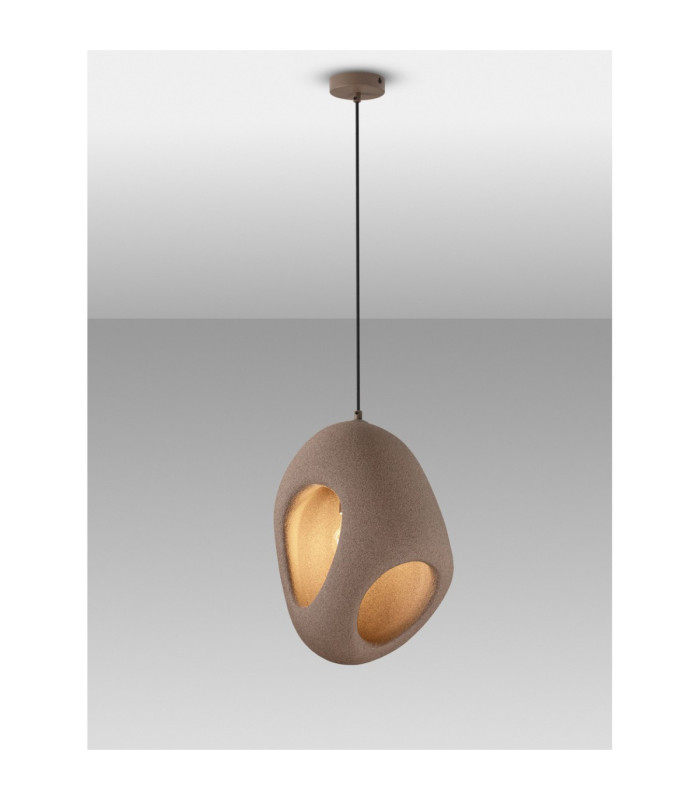 Tempus Pendant Ceiling Light Stone Brown E27 1x12W-4