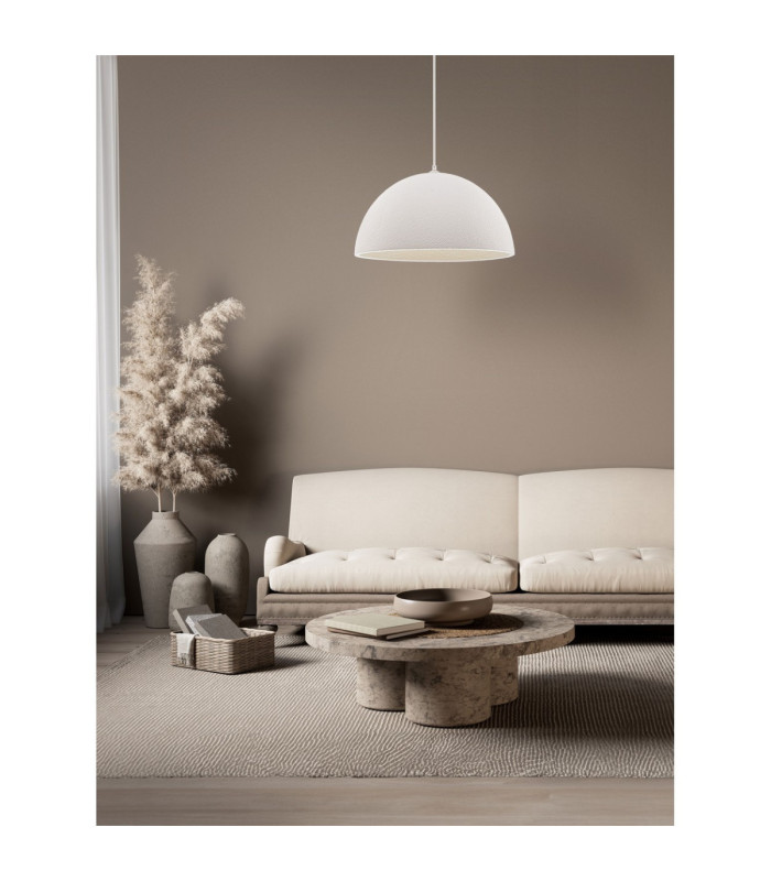 Starla 50cm Dome Pendant Ceiling Light Stone White E27 1x12W-2