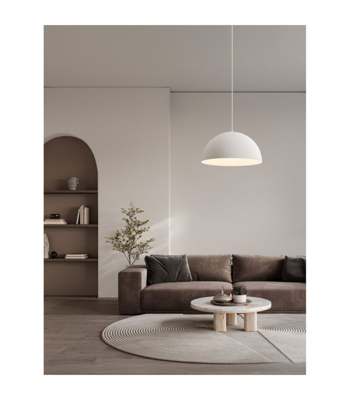 Starla 60cm Dome Pendant Ceiling Light Stone White E27 1x12W-2