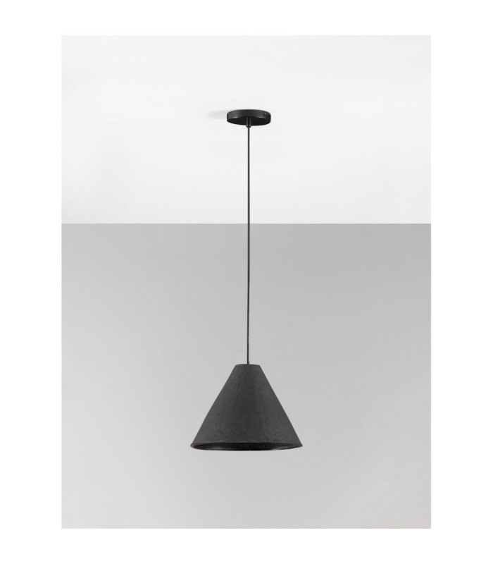 Joelle 30cm Dome Pendant Ceiling Light Rough Black E27 1x12W-3