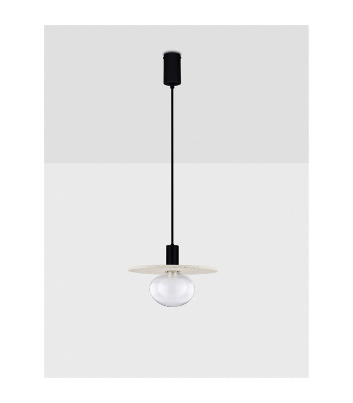 Vrahos Dome Pendant Ceiling Light Beige E27 1x12W-3