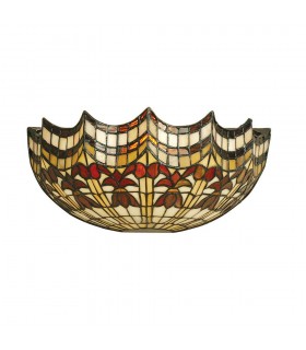 1 Light Indoor Wall Uplighter Dark Bronze with Tiffany Glass, E14 - 1