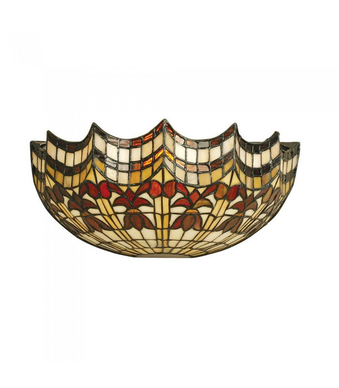 1 Light Indoor Wall Uplighter Dark Bronze with Tiffany Glass, E14 - 1