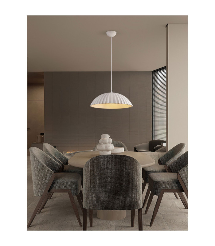 Ammos 50cm Dome Pendant Ceiling Light White E27 1x12W-2