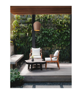 Omio 29cm Dome Pendant Ceiling Light Red Sandstone E27 1x12W IP55-2