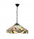 3 Light Large Ceiling Pendant Dark Bronze, Tiffany Style Glass, E27 - 1
