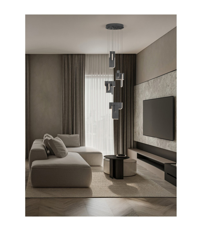 Totem Integrated LED Pendant Ceiling Light Silver Grey Triac Dimmable LED 52W 2002lm 2700K-6