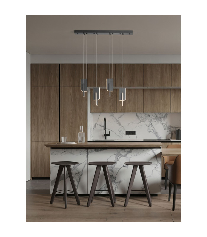 Totem Bar Pendant Ceiling Light Silver Grey Triac Dimmable LED 36W 1676lm 3000K-2
