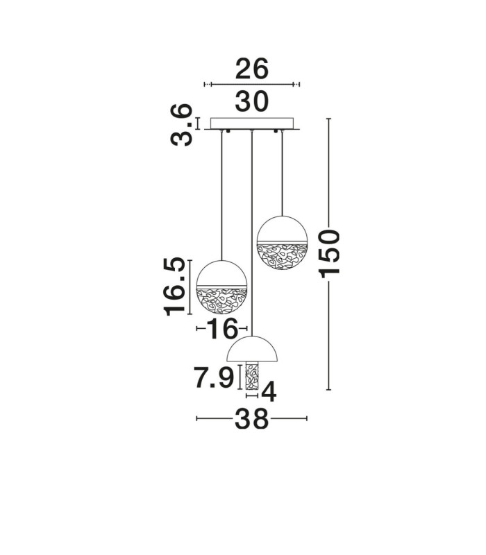 Dorin Cluster Pendant Ceiling Light Black Brass Gold Clear White Cloud Triac Dimmable LED 18W 1206lm 3000K-7
