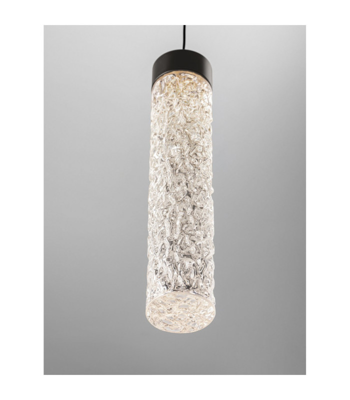 Zelon Slim Pendant Ceiling Light Matt Black Clear Triac Dimmable LED 6W 301lm 3000K-5