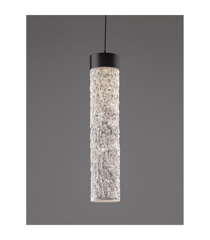 Zelon Slim Pendant Ceiling Light Matt Black Clear Triac Dimmable LED 6W 301lm 3000K-6